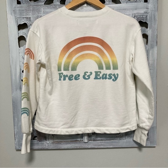 Madewell x Free & Easy® Rainbow/White Graphic Crewneck Crop Sweatshirt Size XS - Picture 6 of 9